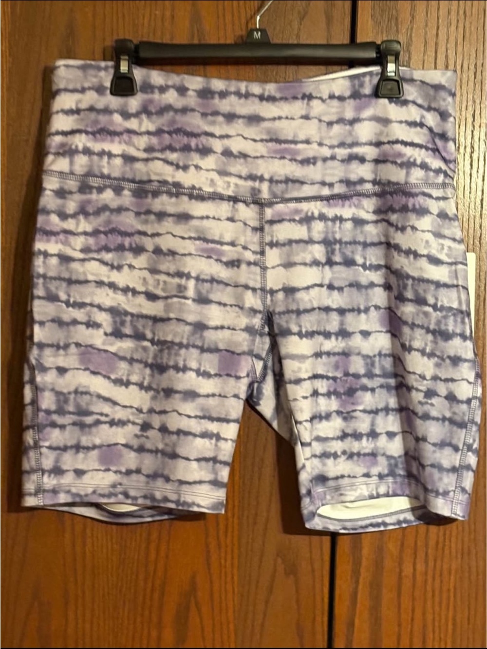 High-Rise Periwinkle Tie-Dye Women's Bike Shorts 1X
